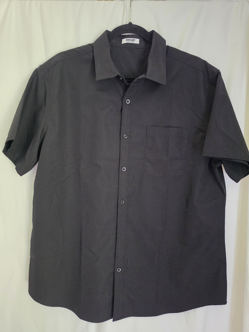 COOFANDY Black Short-Sleeve Casual Button-Down Shirt